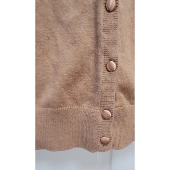 Ann Taylor Loft Petites Tan Floral Pima Cotton Button Sweater Blazer - Medium P - Picture 2 of 6